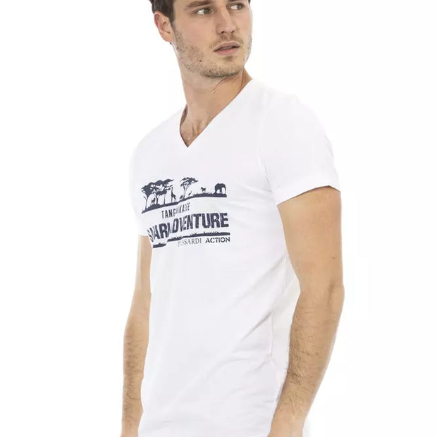 White Cotton Men T-Shirt