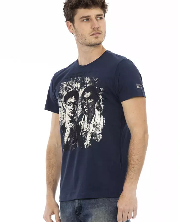 Blue Cotton Men T-Shirt