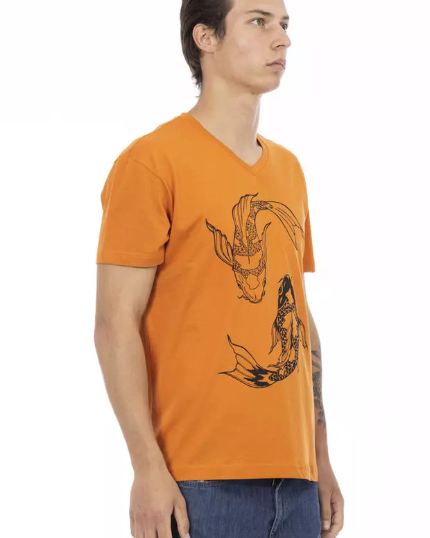 Orange Cotton Men T-Shirt