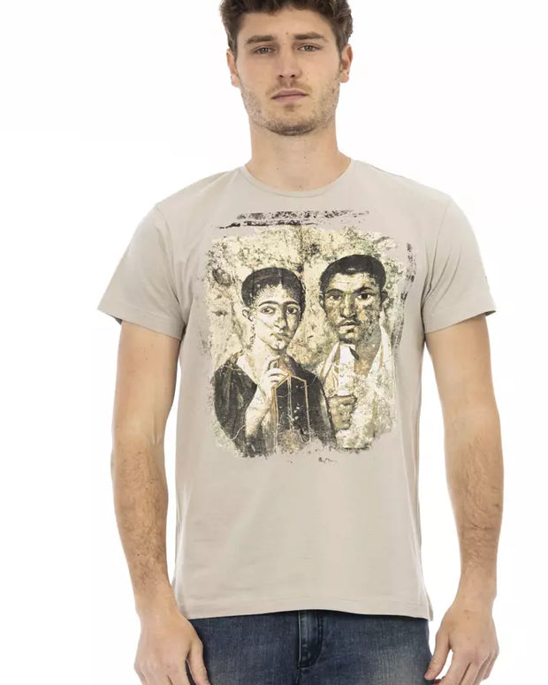 Beige Cotton Men T-Shirt