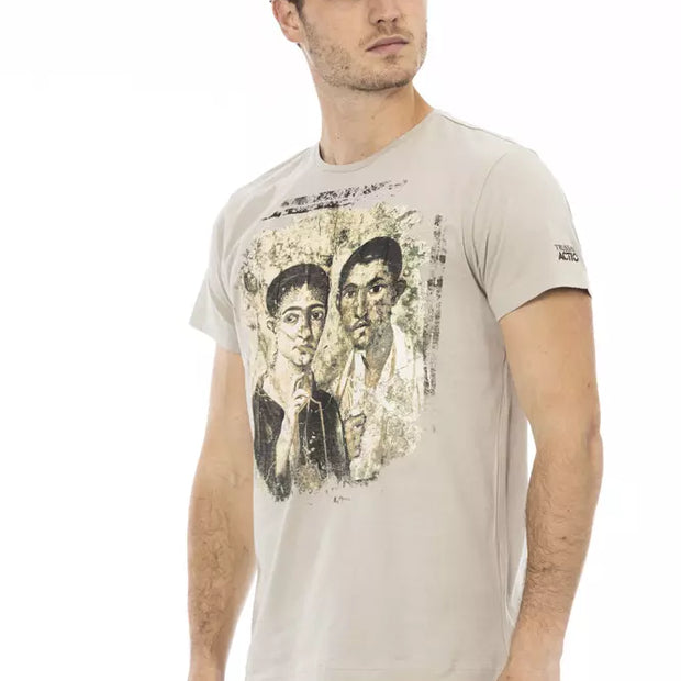 Beige Cotton Men T-Shirt