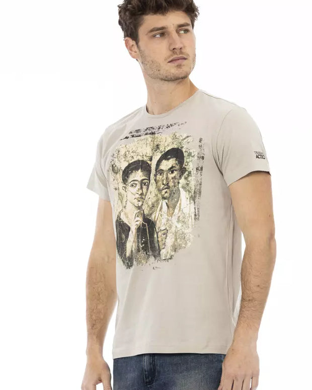 Beige Cotton Men T-Shirt