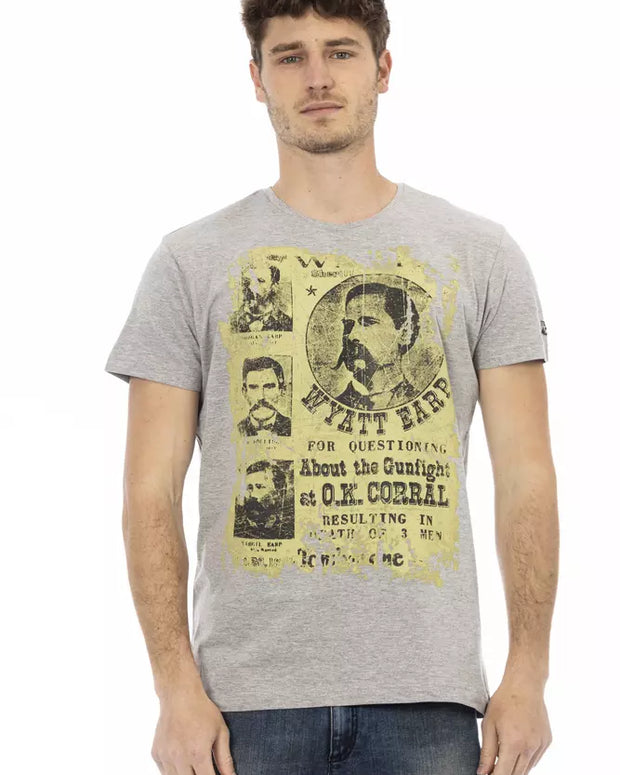 Gray Cotton Men T-Shirt