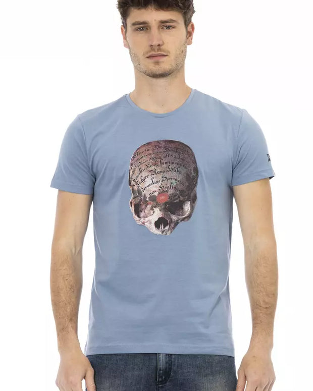 Light Blue Cotton Men T-Shirt