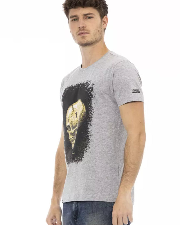 Gray Cotton Men T-Shirt