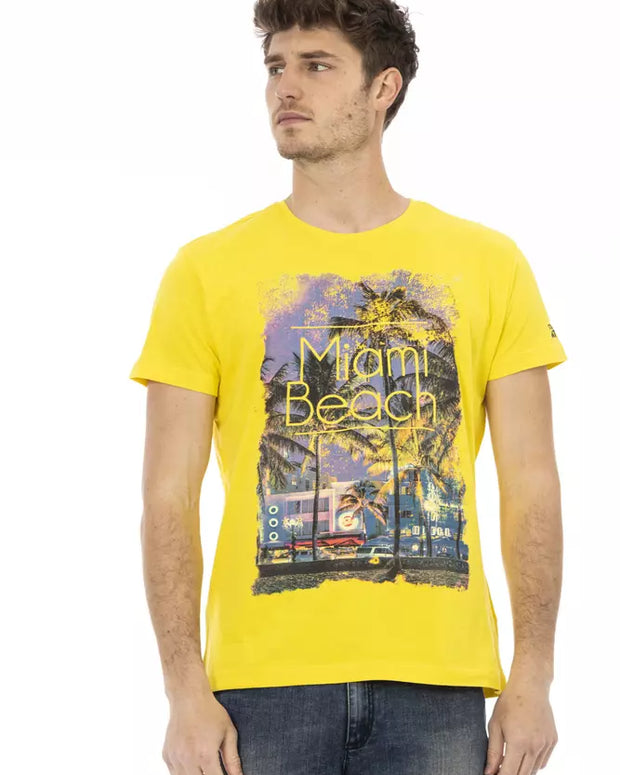 Yellow Cotton Men T-Shirt