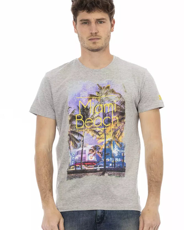 Gray Cotton Men T-Shirt