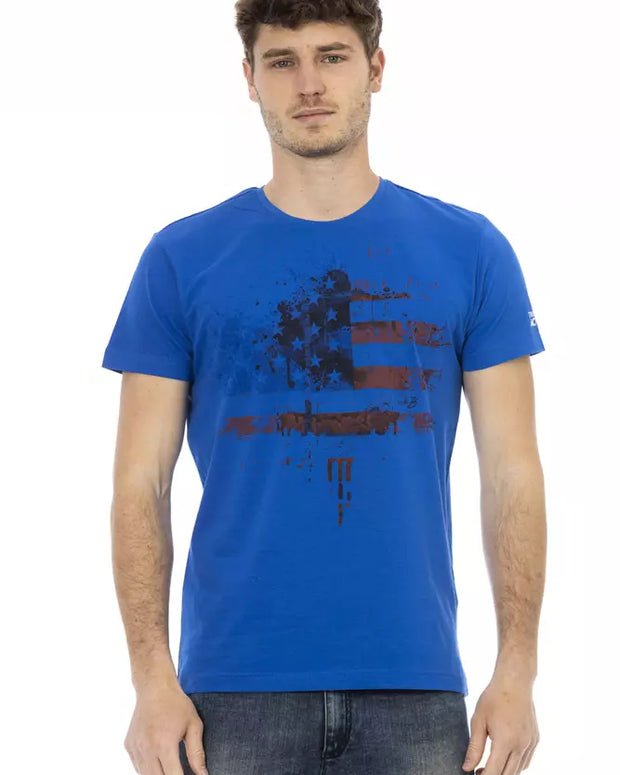 Blue Cotton Men T-Shirt