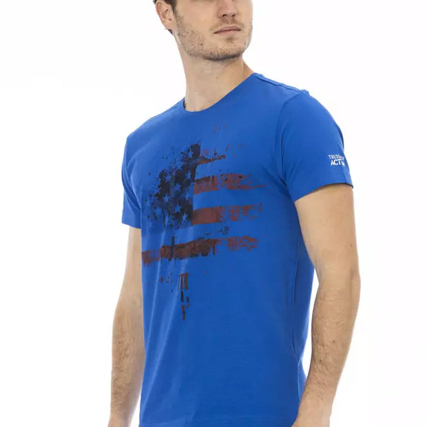 Blue Cotton Men T-Shirt