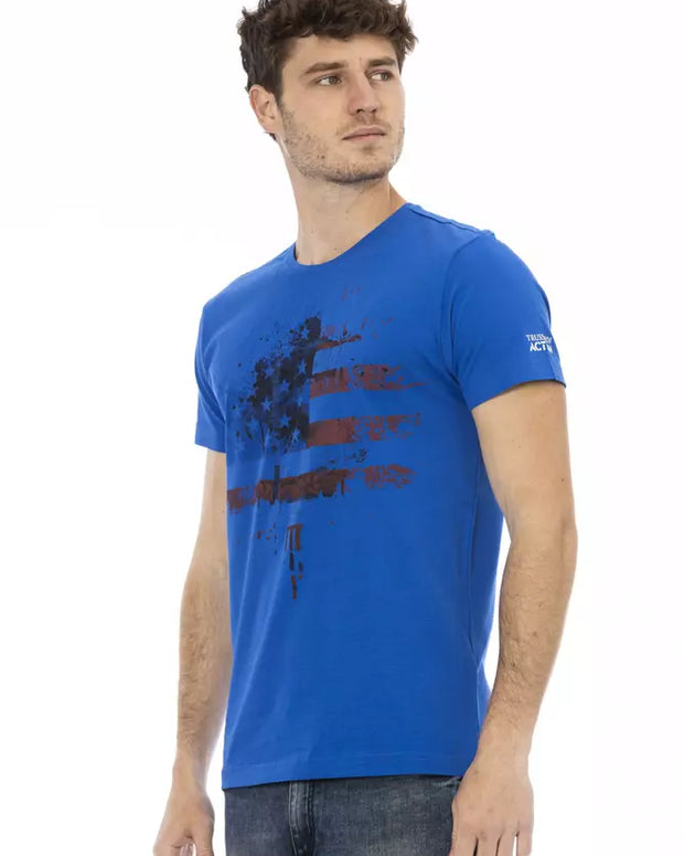 Blue Cotton Men T-Shirt