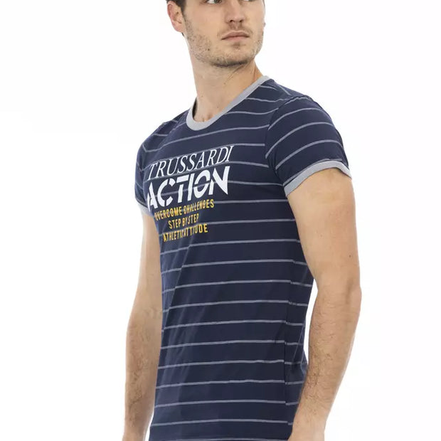 Blue Cotton Men T-Shirt