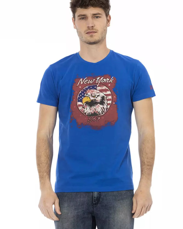 Blue Cotton Men T-Shirt