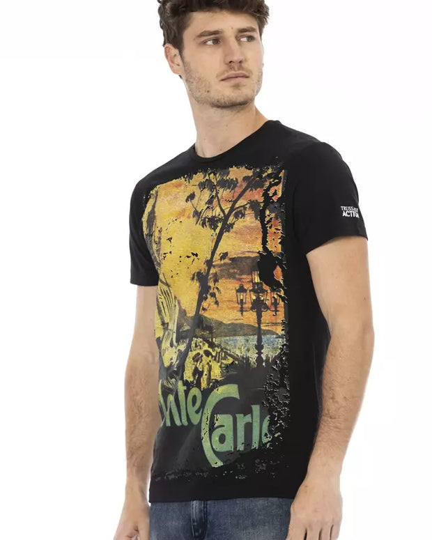 Black Cotton Men T-Shirt