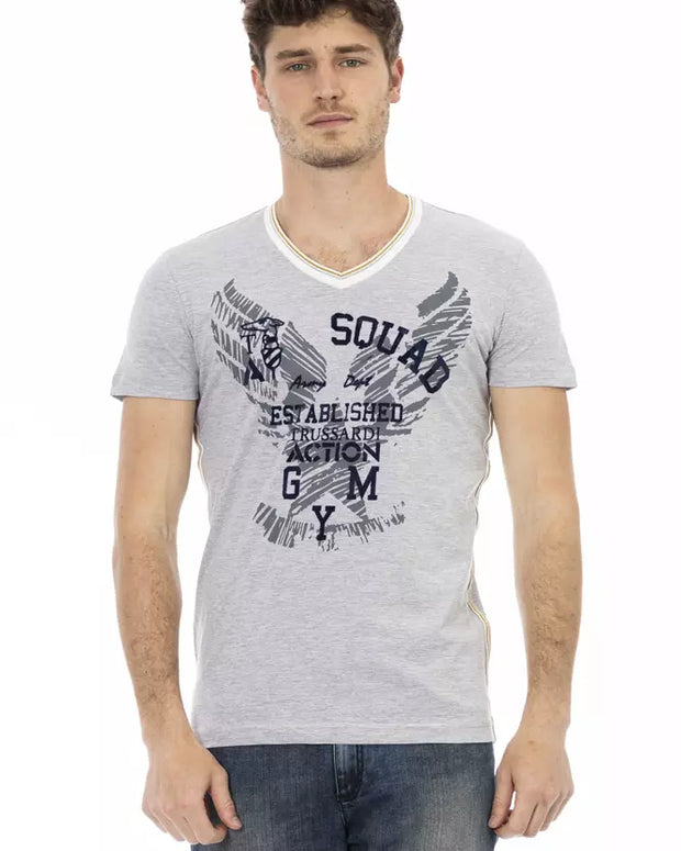 Gray Cotton Men T-Shirt