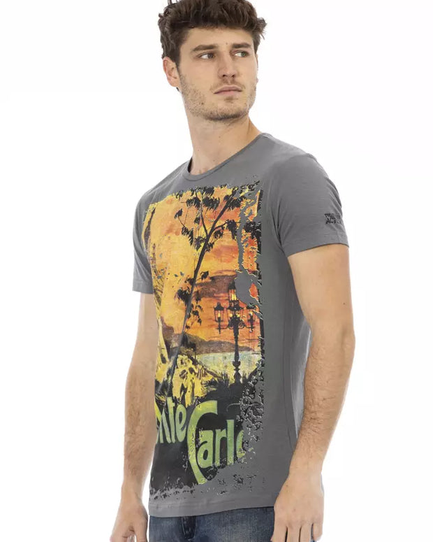 Gray Cotton Men T-Shirt
