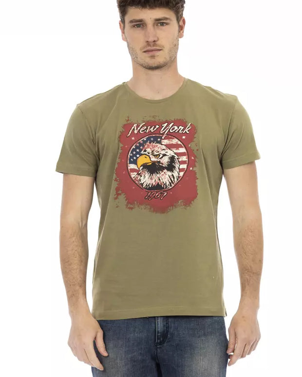 Green Cotton Men T-Shirt
