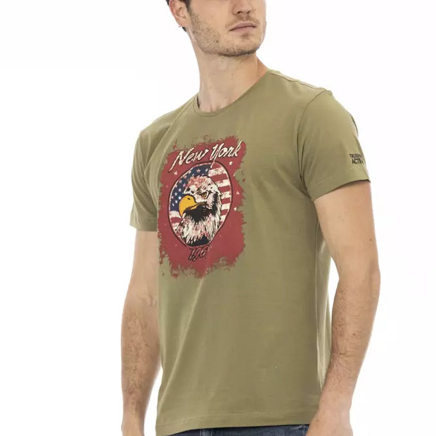 Green Cotton Men T-Shirt