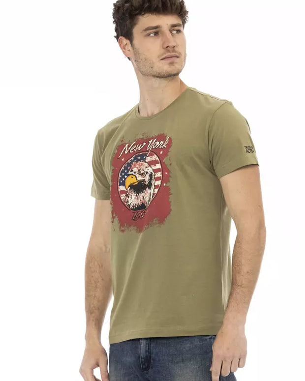 Green Cotton Men T-Shirt