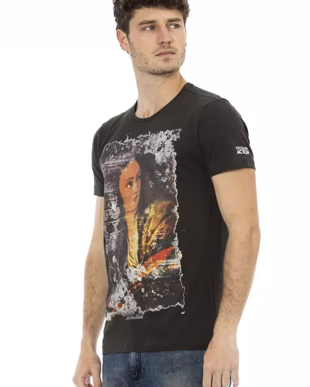 Black Cotton Men T-Shirt