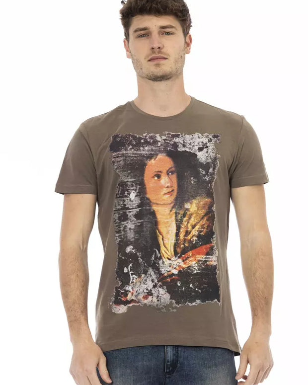 Brown Cotton Men's T-Shirt