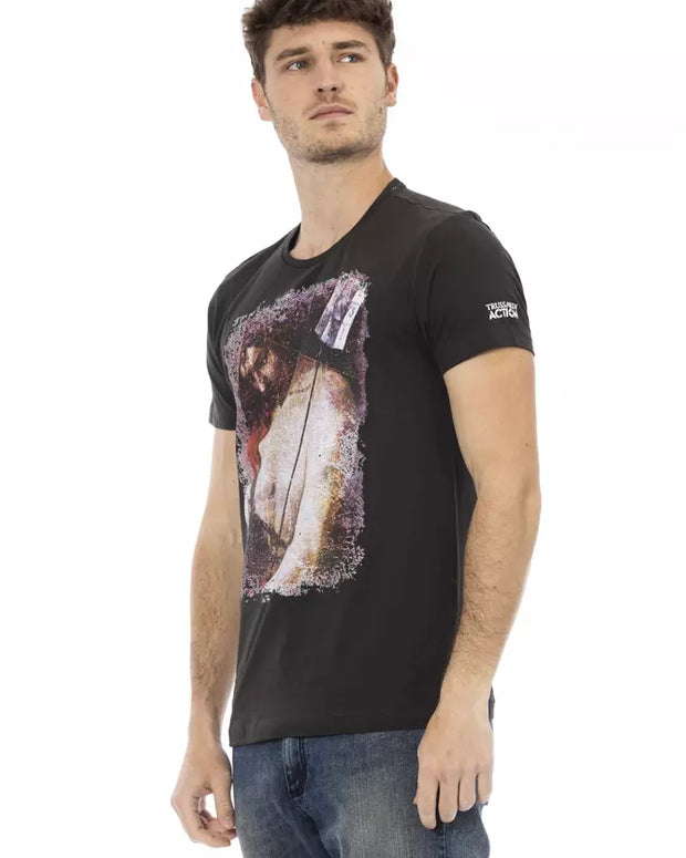 Black Cotton Men T-Shirt