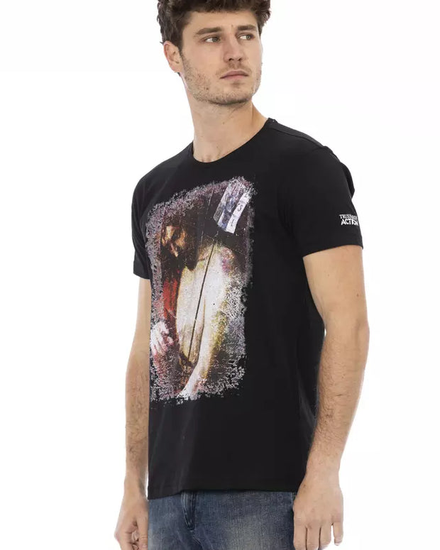 Black Cotton Men T-Shirt