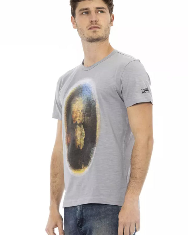 Gray Cotton Men T-Shirt