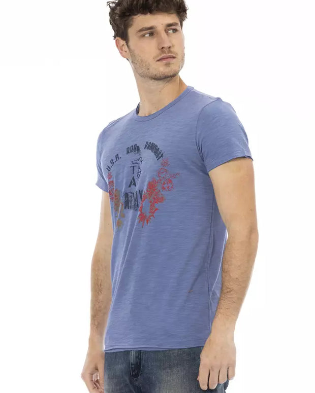 Blue Cotton Men T-Shirt