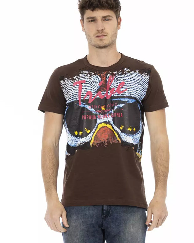 Brown Cotton Men T-Shirt