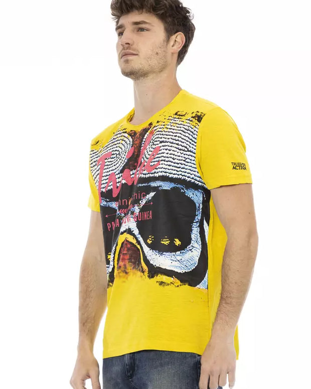 Yellow Cotton Men T-Shirt