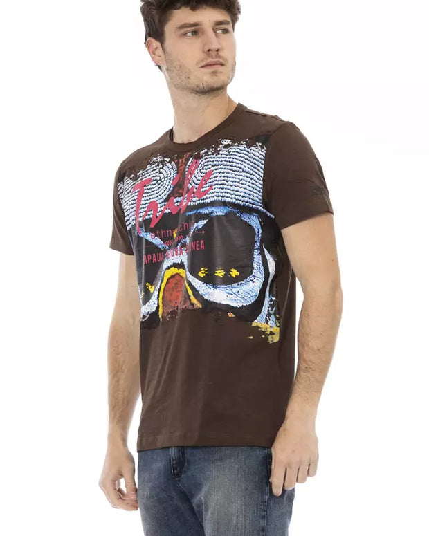 Brown Cotton Men T-Shirt