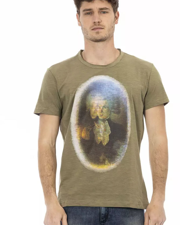 Green Cotton Men T-Shirt