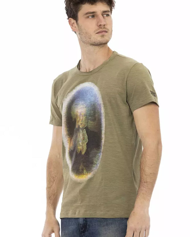 Green Cotton Men T-Shirt
