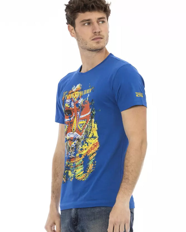 Blue Cotton Men T-Shirt