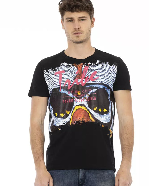 Black Cotton Men T-Shirt