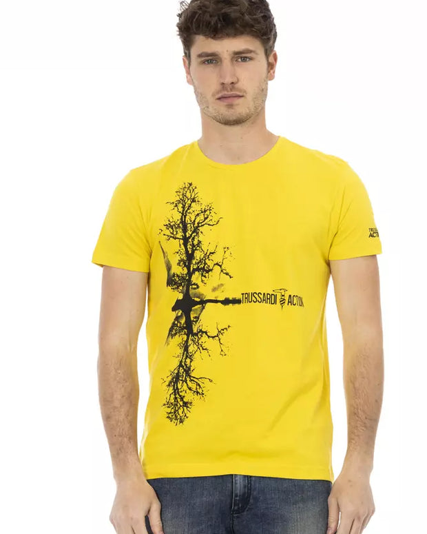 Yellow Cotton Men T-Shirt