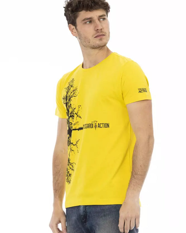 Yellow Cotton Men T-Shirt