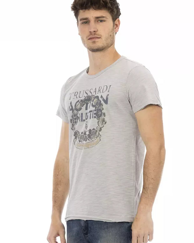 Gray Cotton Men T-Shirt
