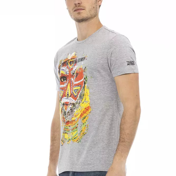 Gray Cotton Men T-Shirt