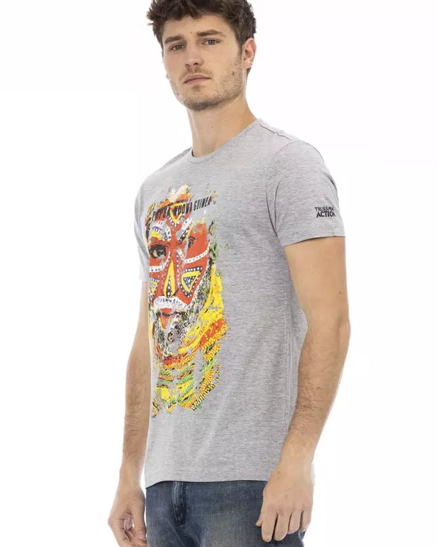 Gray Cotton Men T-Shirt
