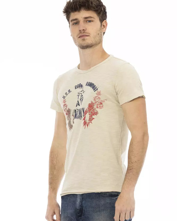 Beige Cotton Men T-Shirt