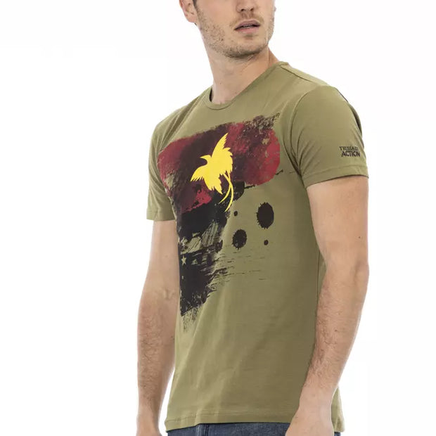 Green Cotton Men T-Shirt