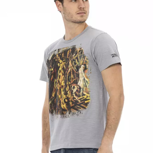 Gray Cotton Men T-Shirt