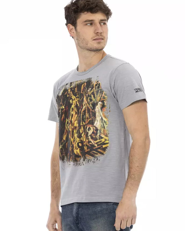 Gray Cotton Men T-Shirt