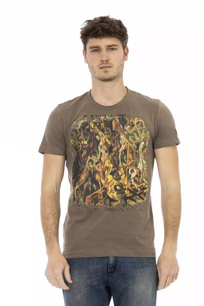 Brown Cotton Men T-Shirt