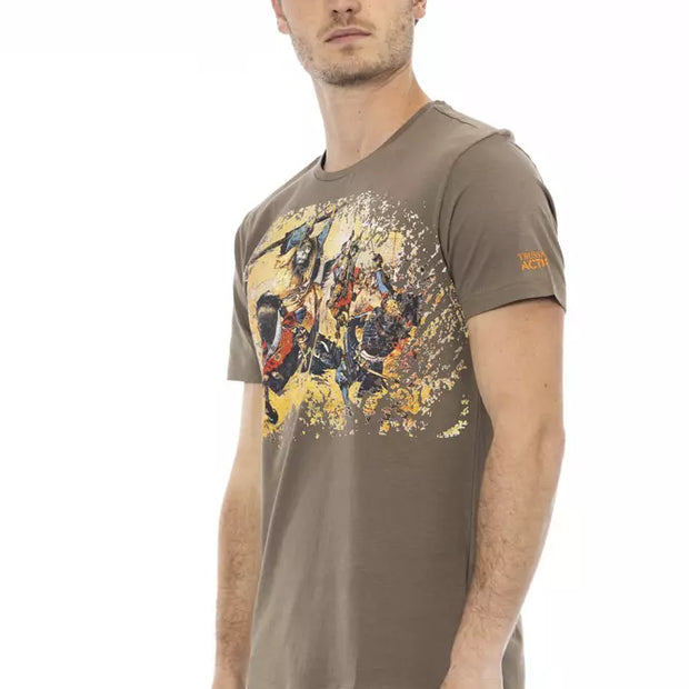 Brown Cotton Men T-Shirt