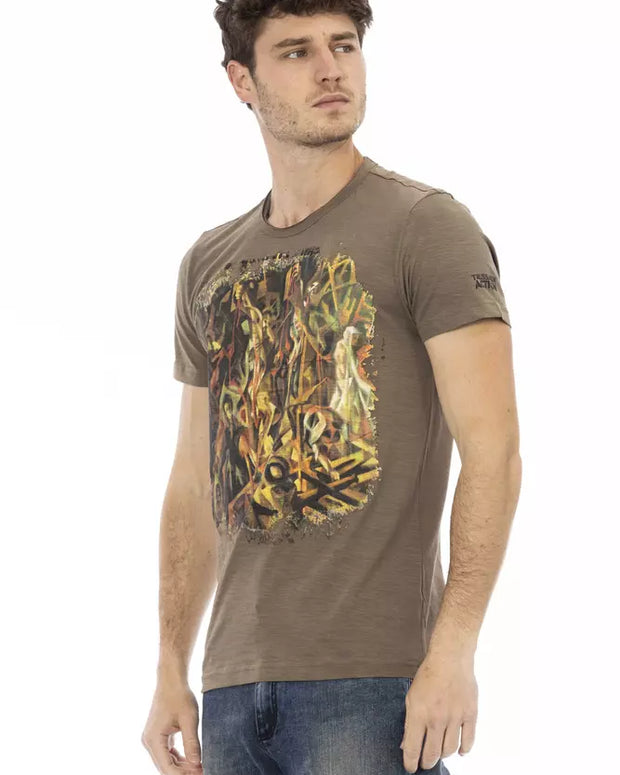 Brown Cotton Men T-Shirt