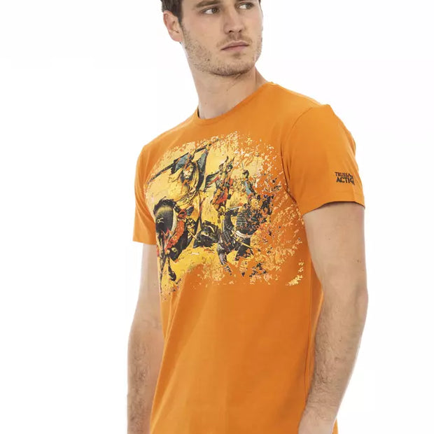 Orange Cotton Men T-Shirt