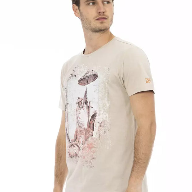 Beige Cotton Men T-Shirt