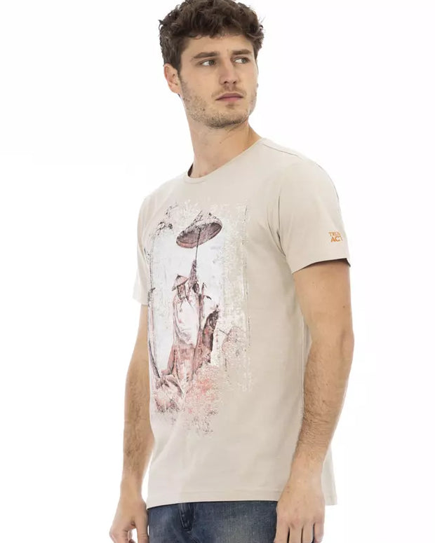 Beige Cotton Men T-Shirt